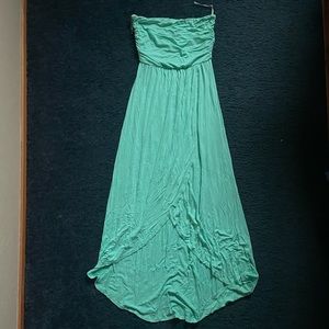 Comfy Strapless Aqua High Low Dress